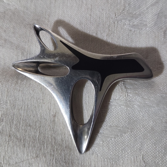 Georg Jensen Jewelry - Vintage Georg Jensen Henning Koppel Sterling Silver and Black Enamel Brooch #323
